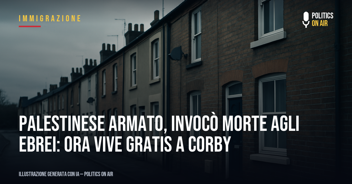 Palestinese armato, invocò morte agli ebrei: ora vive gratis a Corby