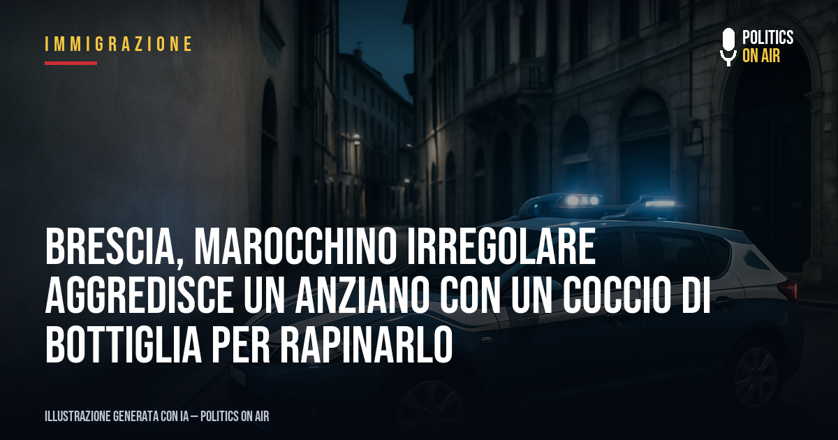 Brescia, marocchino irregolare aggredisce un anziano con un coccio di bottiglia per rapinarlo